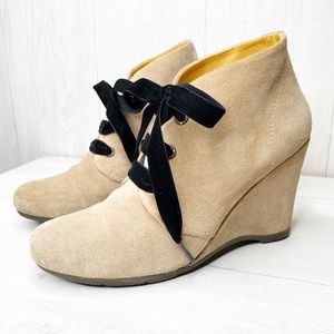 Stylish Tan Ankle Booties with Black Accents